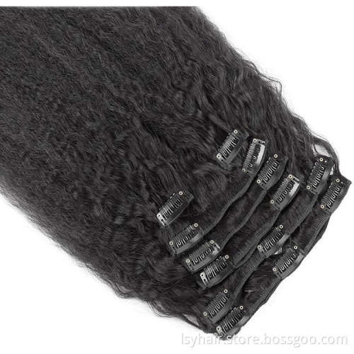Wholesale Afro Kinky Straight Clip Ins Hair Extensions 100% Virgin Human Hair, Clip In 7PCS Per Set Full Head For Black Women